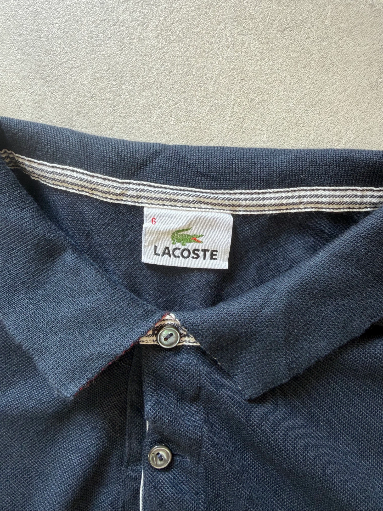 Polo Lacoste de manga longa azul marinho vintage – tamanho 6 (G) – photo 4